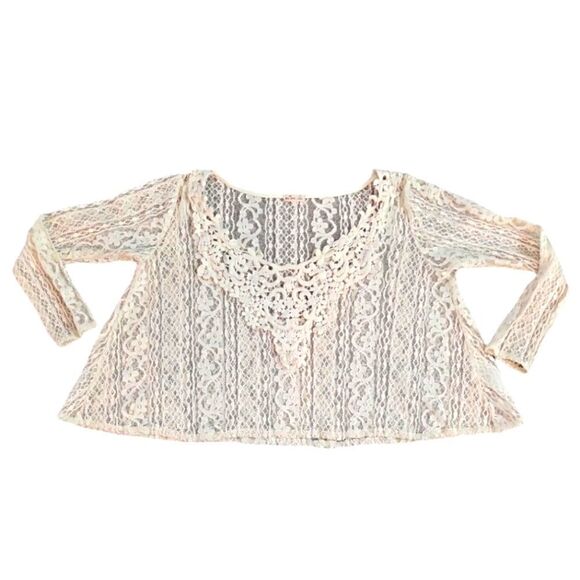 EC HOLLISTER BOHO CREAM LACE LONG SLEEVE CROP TOP. SZ. XL - Picture 1 of 5